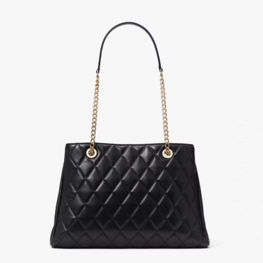 Kate Spade Carey Quilted Smooth Leather Tote Bag Black NWT